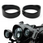 Pair 4.5" Black Visor Fog Light Trim Ring for Harley Davidson