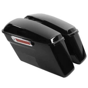 Glossy Black saddlebags with Chrome latches