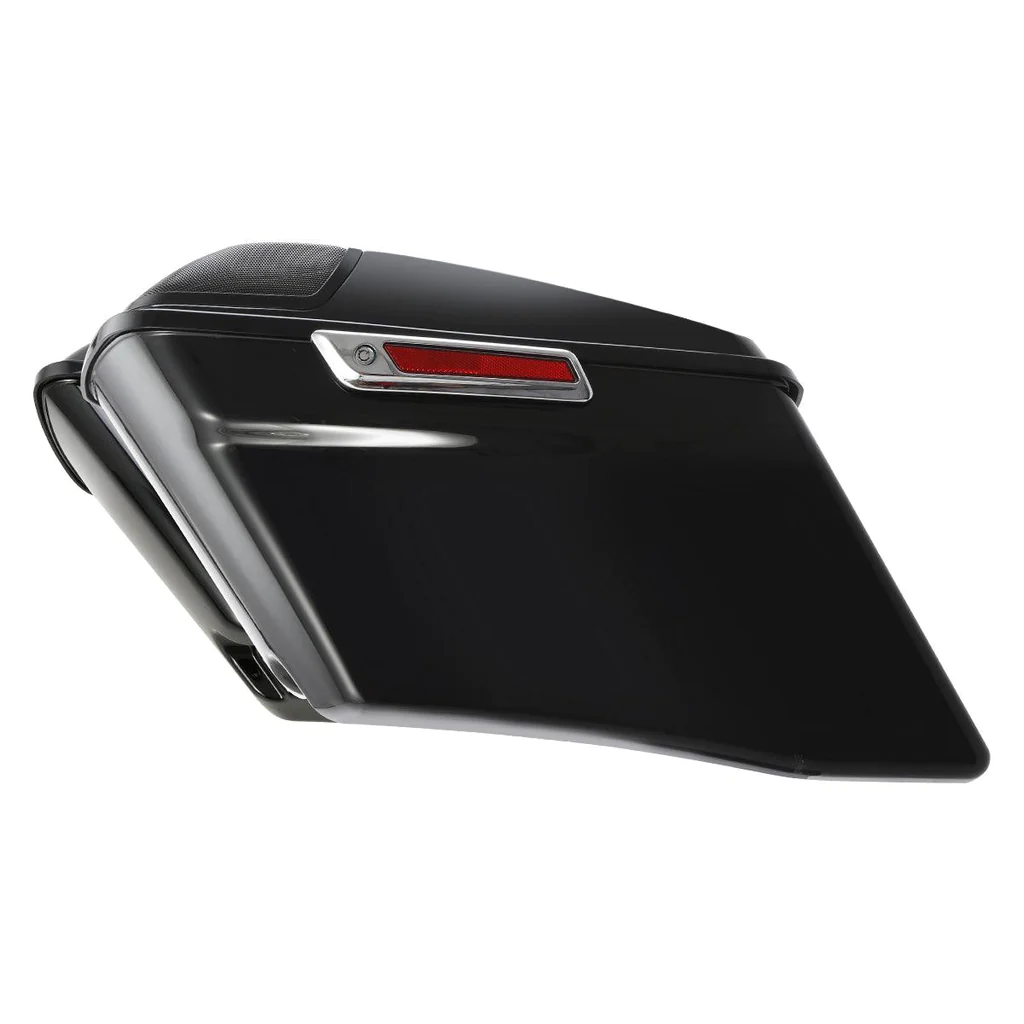 Saddlebags extended chrome latches and speaker 5"x7" holes glossy black CVO Touring 14–23 - Image 4