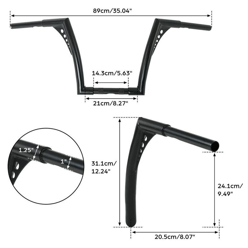 Handlebar 12" rise 1" clamp size Softail - Image 2