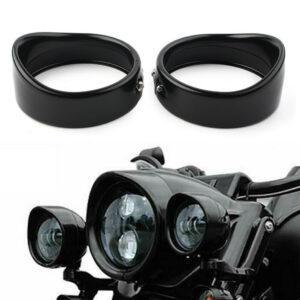 Pair 4.5" Black Visor Fog Light Trim Ring for Harley Davidson