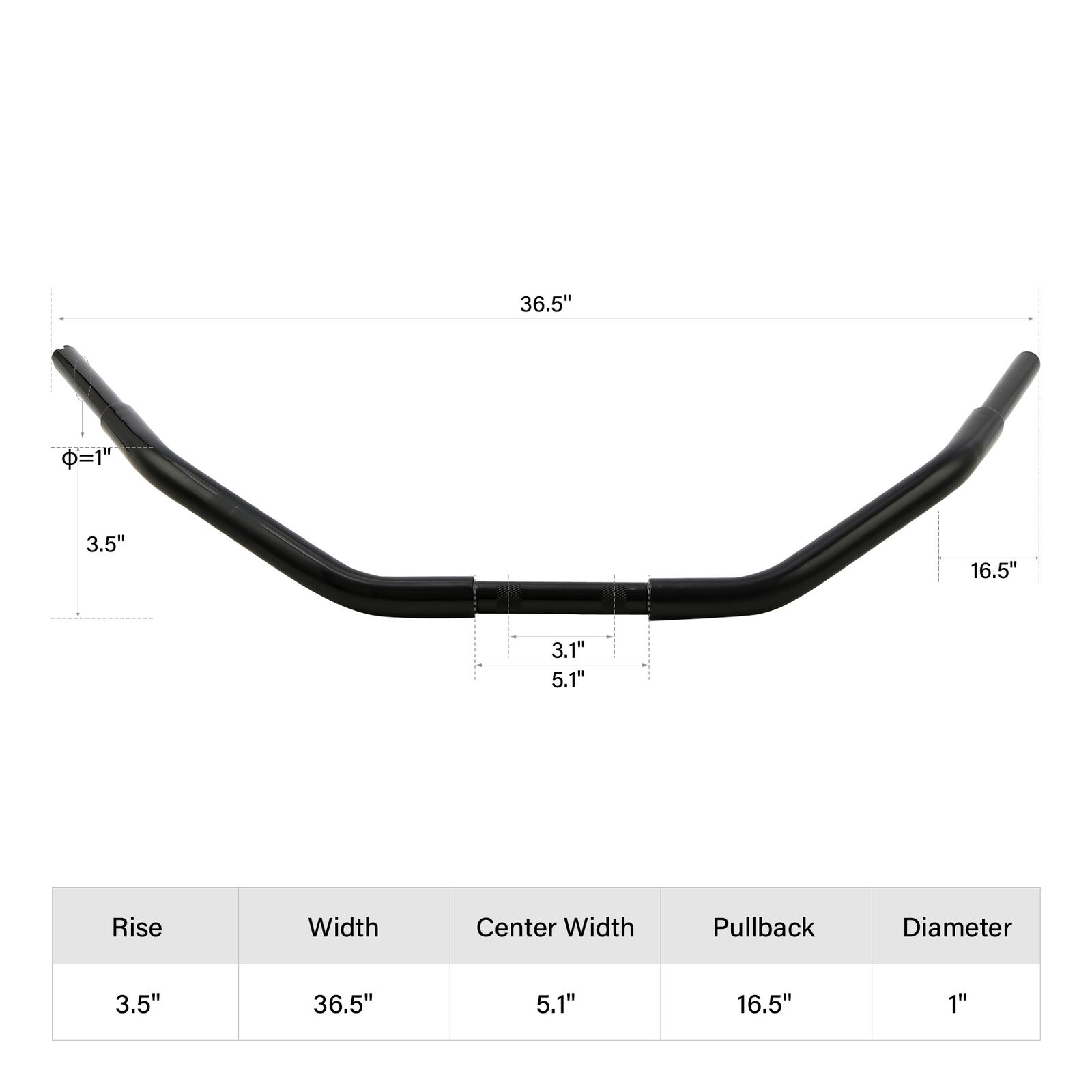 Handlebar Fat Boy style black 1" clamp size HD - Image 8