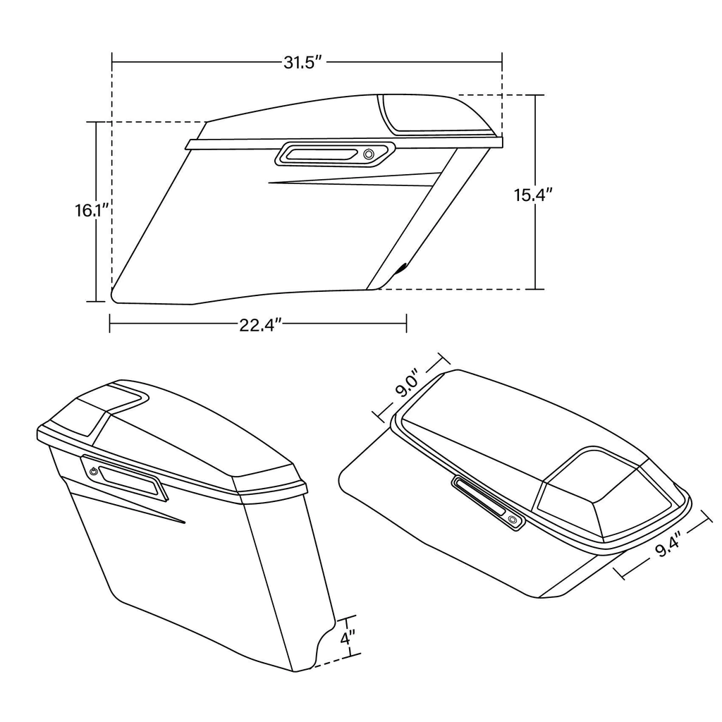 Saddlebags extended chrome latches and speaker 5"x7" holes glossy black CVO Touring 14–23 - Image 8